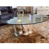 Image 2 : Wood Elephant Carving Coffee Table With Glass Top 40D