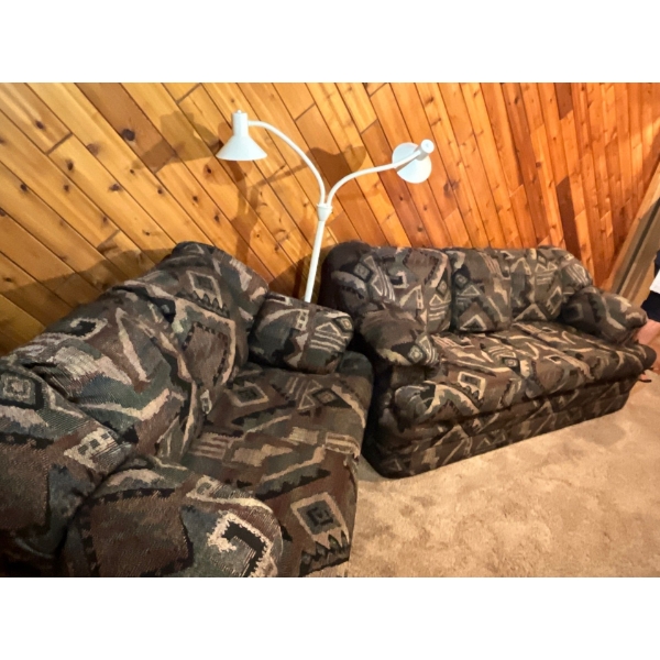 Amazing Condition To Add To Your B&B Or Cabin. Couch And Loveseat, White Retro Lamp Included