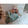 Image 7 : Hollywood Regency Style Metal Vanity Stool Or Bench w/Unique Basket & Throw Blanket