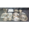 Image 1 : Silver Plated Serving Trays, Bowls, and Tea Set
