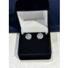 Image 2 : 2ct Round Blue Moissanite with 40 Cubic Zirconium Chips Set in Sterling Silver Earrings