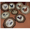 Image 1 : Decorative Chicken Motif Plates 11 Diameter, Includes Stands and Bottle 