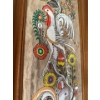 Image 2 : Mexican Folk Art Painting of Birds on Bark, No Signature, Solid Wood Frame - 40x13