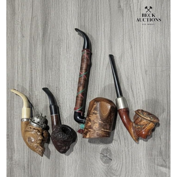 Collectible Hand-Carved Wooden Tobacco Smoking Pipes. 