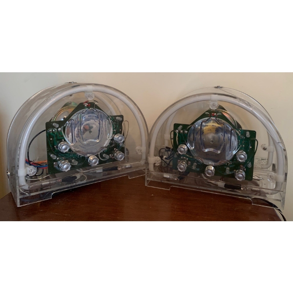 Pair Of Pro Sonic Space Sounds Neon See Threw Am/FM Radio Mp.PGR-131 (1 Is Slightly Cracked)