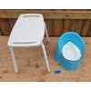 Image 1 : White Bathroom Stool and BabyBjorn Blue Potty Chair Set