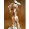 Image 2 : Capodimonte Porcelain Dog with Butterfly  Figurine By G. Calle, 4.5T 