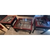 Image 1 : Circa 1980's Solid Wood Living Room Set- Beveled Glass Tops  36x36x16"tall