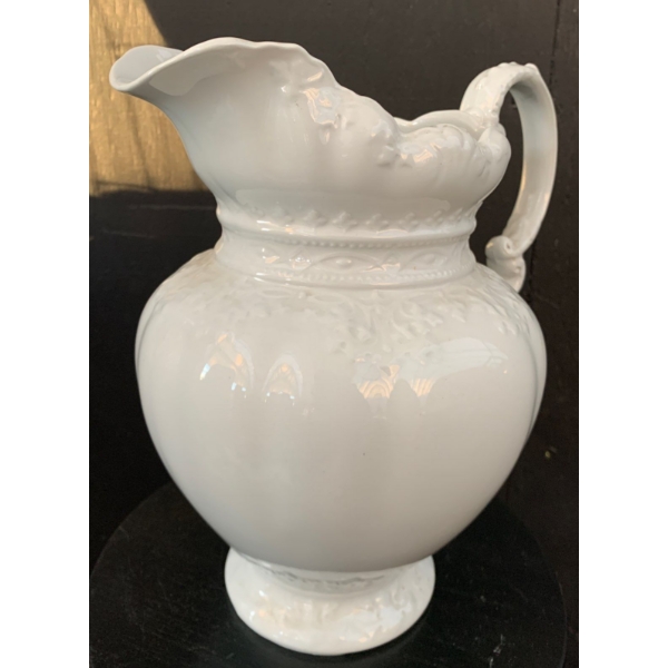 Vintage White Alfred Meakin Porcelain Pitcher - Handle is Chipped 