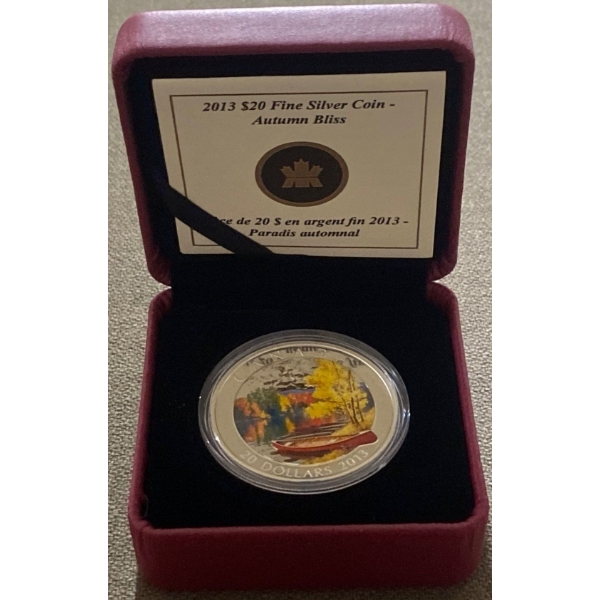 2013 $20 Autumn Bliss Fine Silver Coin 31.39 Grams