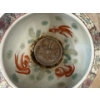 Image 2 : Chinese Porcelain Pot Koi Fish Interior On Rosewood Base 15D 14T
