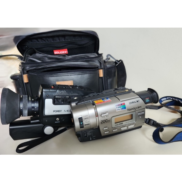 Vintage Sony Model CCD-TR517 and Porst MS-60 Camcorders (Melted Buttons as Shown), No Chargers/Cords