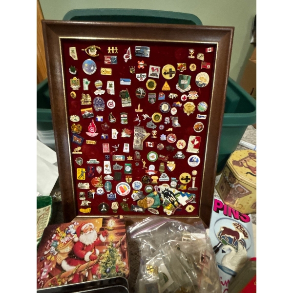 Large Collection Of Pins From all over the World Plus More & Collectable Tins 