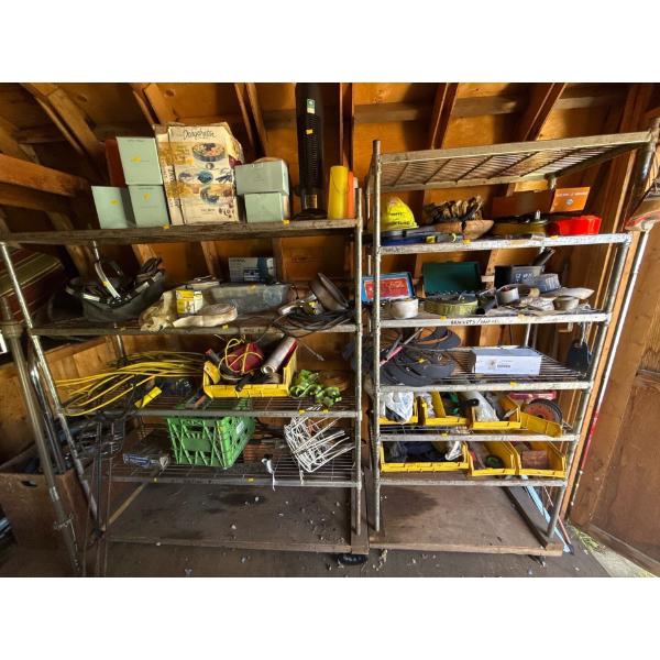 Pair of Metal Work Shelves on Wheels, Contents NOT Included, One is 76x35, Other is 72x60