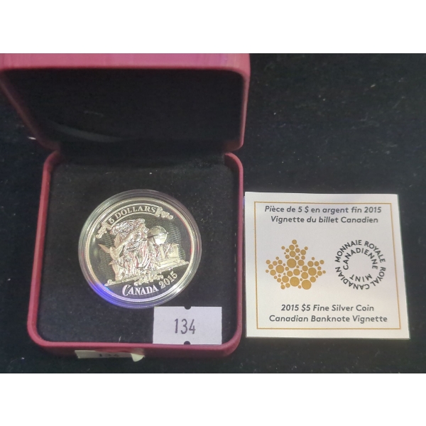 RCM 2015 Canadian Banknote Vignette Fine Silver 99.99 Coin 23.17g