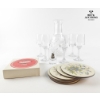 Image 1 : Vintage Cut Crystal Stemware And A Matching Decanter 8''INCHES HEIGHT , Coasters Floral Design