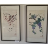 Image 1 : Pair of Framed Asian Inspired Watercolour Paintings of Cherry Blossoms & Grapes. 20 w, 35 h