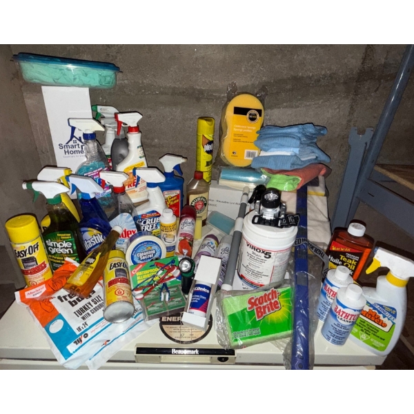 Massive Motherload of Cleaning Supplies- Scotch Brite, Fantastik, Windex +++