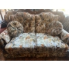 Image 2 : 1980's Bird Design Wood and fabric Couch loveSeat & Chair In Amazing Condition Very Comfortable For 