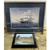Image 1 : Framed Ship Painting and Framed Water Scene Print