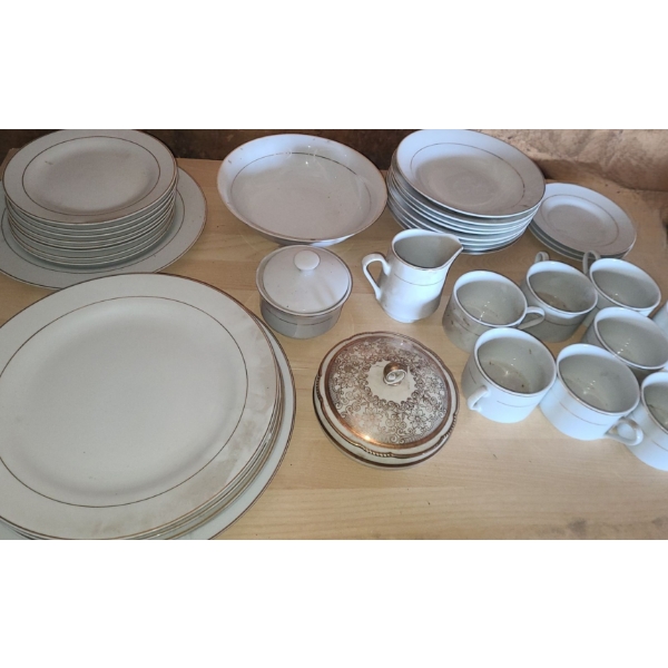 - Gallery by Inhesion Dinnerware, Decorative Covered Bowl w/ Painted Gold Design