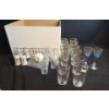 Box w/ Golden Rim Drinking Glasses, Some Pictured, Additional Pieces Boxed, Other Items Included