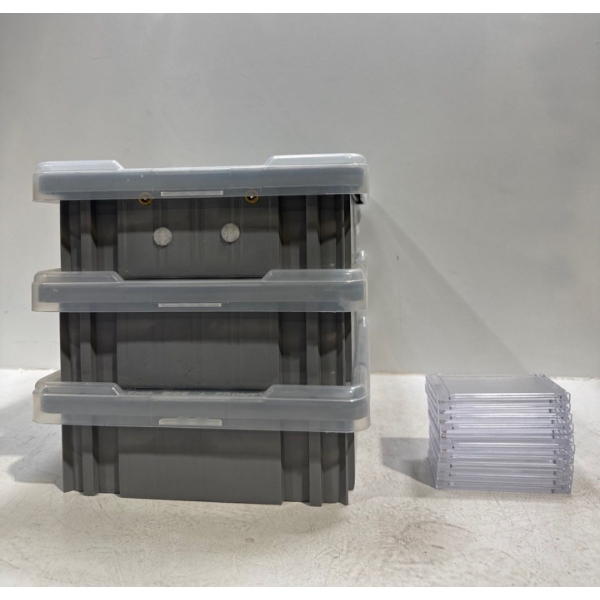 Supplies for Card Collectors - 3 Empty Bins and 10 Ultra-Pro Protective Cases