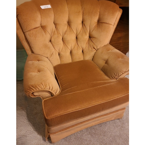 Rose Velour Upholstered Rocker Chair 37 w 34 h