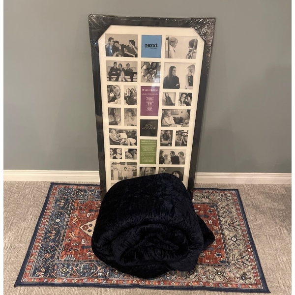 New Photo Frame 44T w/  Geometric Printed Rug & Kingsize Bed Quilt #1