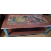 Image 1 : Country Style Wooden Table with Painted Rose Motif 47 L, 24 W, 18 T