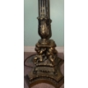 Image 2 : Tiffany Style Floor Lamp w/ Brass & Marble Pedestal Table 