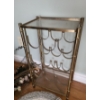 Image 2 : Brass and Glass Wine Rack 13.5 W, 10 D, 24 T, Fireplace Tools, Rug, Artificial Floral Decor 