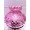 Image 2 : Pink Hobnail Glass Electric Table Lamp with Metal Base