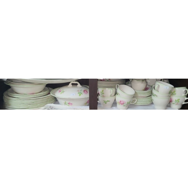 Dinnerware Set w/ Pink Roses Includes: Plates, Teacups, Saucers and More!