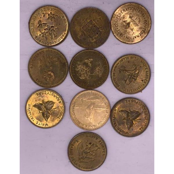 Canadian Bronze/Brass Medal Collection - 10 Coins, Total Weight 120.3g 