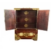 Image 3 : Chinese Jewellery Box with White Jade Inlays and Brass Fittings