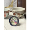 Image 3 : Set of 3 Antique Chinese Porcelain Cup Octagonal Qing - Republic Era Red GreenLimoges porcelain 