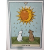 Image 2 : Framed Textile Artwork Depicting The Moon Tarot Design, 24 x 32 Inches