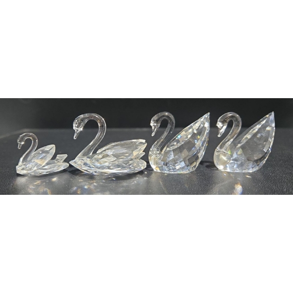 Swarovski Crystal Swans Set of 4 (0.5"-1.5"T) No Boxes