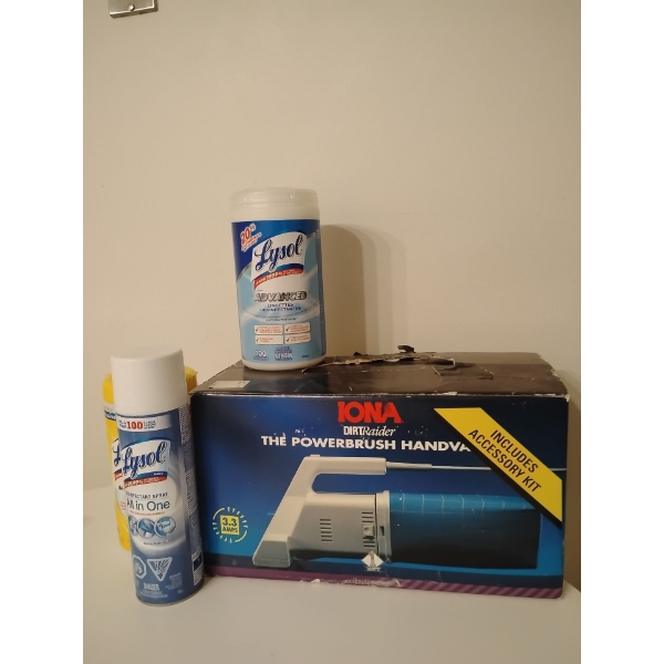 Iona Dirt Raider Powerbrush Handvac w/ Lysol Wipes 