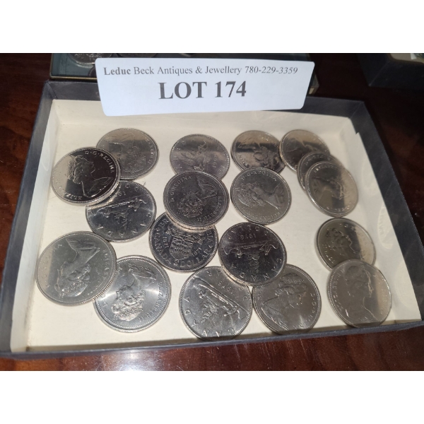 Variety of Canadian One Dollar Coins 