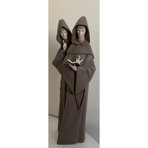 LLADRO Porcelain Pair of Monks Figurine - 14.5T 