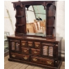 Image 1 : Vintage Dark Wood Bedroom Dresser Set with Intricate Carvings and Brass Hardware ( See Description)