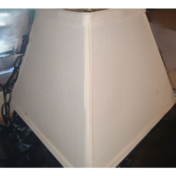 Two Hanging Lamps w/ Chain, Square Shade 8.5 T