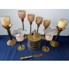 Image 1 : Brass Candlestick Holders w/ Amber Hobnail Votive Candle Holders & More