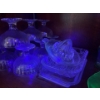 Image 2 :  uranium glass white/purple nine dessert bowls butter tray, and lemon juicer
