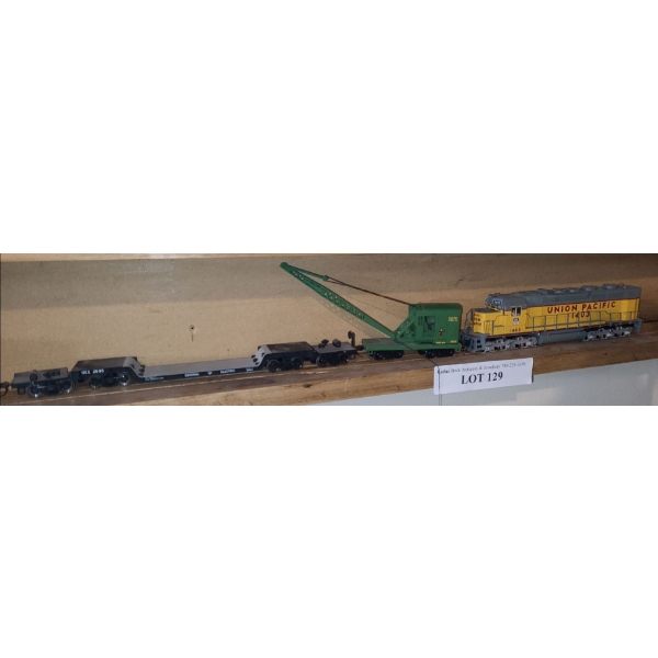 Model Diecast Locomotives Union Pacific 1403, Electric Power Company Crane & GE GEX 2005 Trailer