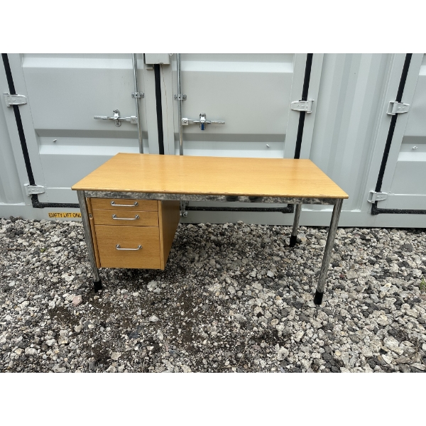 IKEA Desk With 3-Drawer Pedestal and Metal Legs