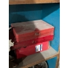 Image 5 : Heavy duty, wood shelf with all contents, including vintage tractor, parts, nuts, and bolts 