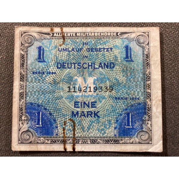 WWII Era German 1 Mark Allied Military Currency Banknote